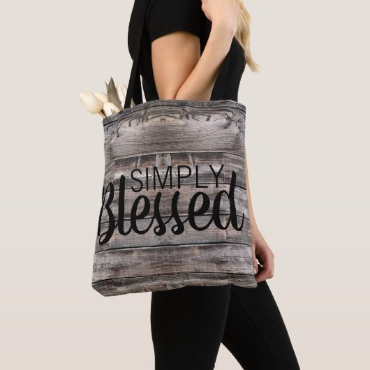 Tote Bag PLANQUES patinées EN BOIS simplement bénis (De près)
