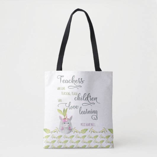 Tote Bag Plante en pot Licorne Mignonne et Citation d'Ensei (Devant)