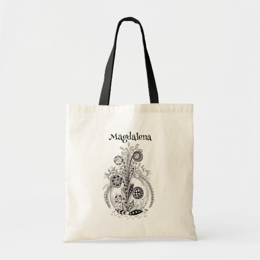 Tote Bag Plante florale Art Zen Ink - (Devant)