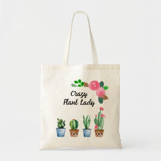 Tote Bag Plante folle Lady Boho Aquarelle Poted Cactus (Devant)