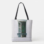 TOTE BAG PLANTE VERT SUR FENÊTRE BLANCHE (Dos)