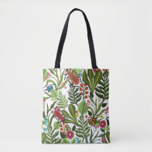 Tote Bag Plantes décoratifs et insectes : Design sans coutu