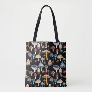 Tote Bag Plantes forestiers : champignons d'aquarelle, patt