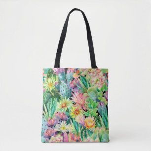 Tote Bag Plantes succulents et motif de jardin de cactus