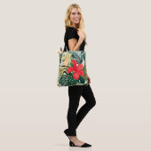 Tote Bag Plantes tropicaux hawaïens, fleurs colorées. (Sur le modèle)