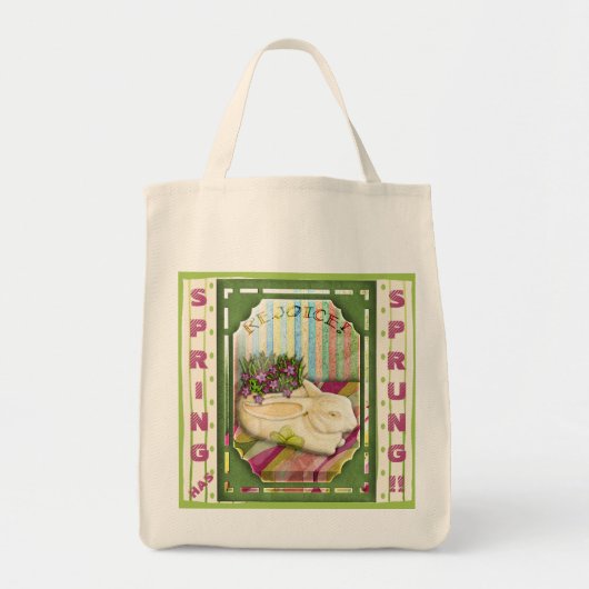 Tote Bag Planteur de lapin vert de Pâques personnalisé (Devant)