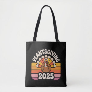 Tote Bag Plantsgiving 2025 Vegan Friendsgiving Retro Badge