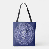 Tote Bag Plat bleu bleu et blanc de saule de la Chine sur (Dos)