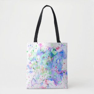 Tote Bag Plat de peinture bleu vert mauve et rose