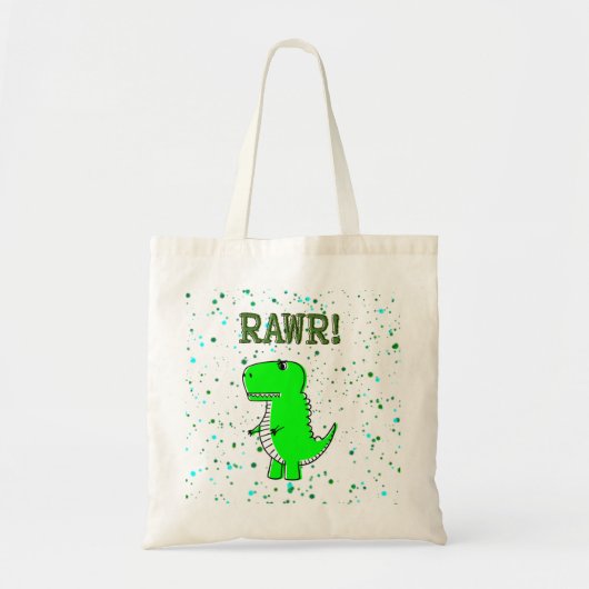 Tote Bag Plat de peinture en T-Rex en T mignon et en colère (Devant)