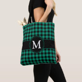 Tote Bag Plat vert Monogramme moderne (De près)