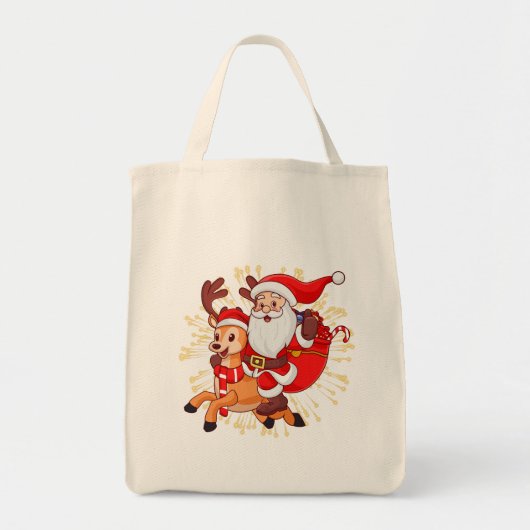 Tote Bag **"Playful Santa Claus Design – Fun and Festive Ch (Devant)