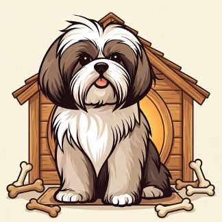 Tote Bag Playful Shih Tzu Dog House 