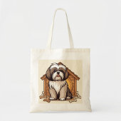 Tote Bag Playful Shih Tzu Dog House 