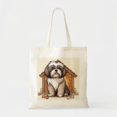 Tote Bag Playful Shih Tzu Dog House  (Devant)