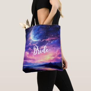 Tote Bag Pleine lune céleste étoiles nuages Mariage mystiqu