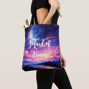 Tote Bag Pleine lune céleste étoiles nuages Mariage mystiqu
