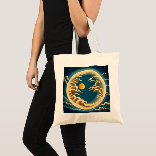 Tote Bag "Pleine lune et nuages Art déco inspirés par le Ja (Devant (produit))