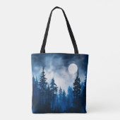 Tote Bag Pleine lune forestière éffrayante Halloween bleu e (Dos)
