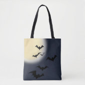 Tote Bag Pleine lune Halloween avec chauves-souris (Devant)