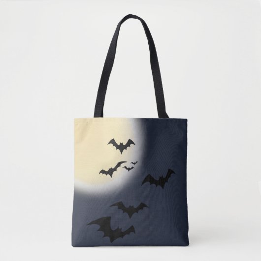 Tote Bag Pleine lune Halloween avec chauves-souris (Devant)