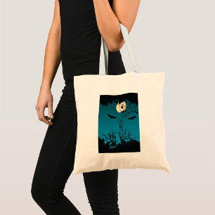 Tote Bag Pleine lune nocturne d'Halloween éffrayante et cha