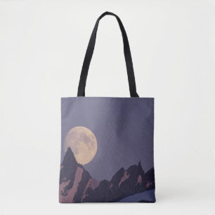 Tote Bag Pleine lune se lève Montagnes Chugach Alaska