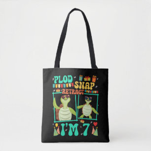 Tote Bag Plod Snap Retrait I'm 7 Turtle Kid 7e anniversaire