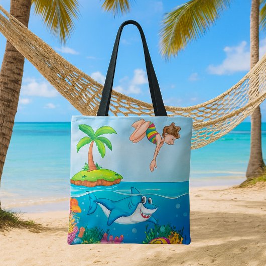Tote Bag Plongée Dans L'Océan Aimable Requin Coral Reef