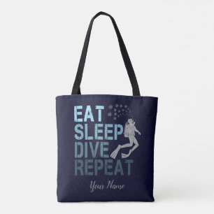 Tote Bag Plongée Scuba Manger Sleep Dive Répéter en disant