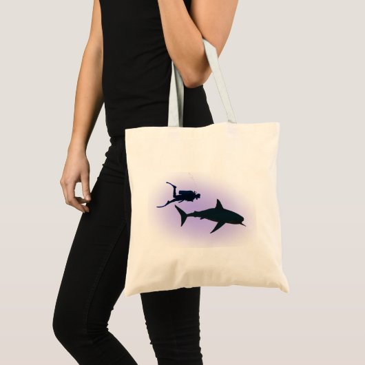 Tote Bag Plongeur autonome et requin (Devant (produit))