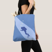 Tote Bag Plongeur en scaphandre bleu (De près)