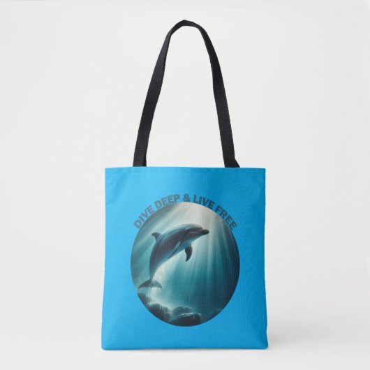 Tote Bag Plongez profond, vivez libre dauphin (Devant)
