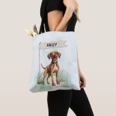 Tote Bag Plott Watercolor Personalized Dog (De près)