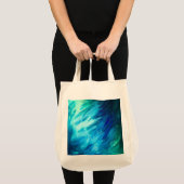 Tote Bag Plume Abstraite Bleu Vert (Devant (produit))
