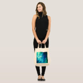 Tote Bag Plume Abstraite Bleu Vert (Devant (modèle))