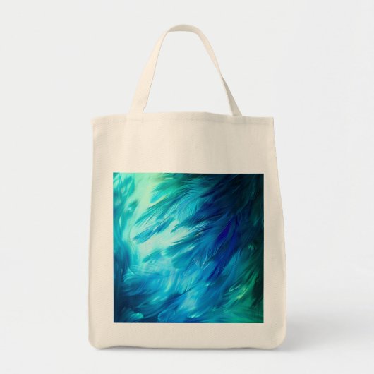 Tote Bag Plume Abstraite Bleu Vert (Devant)