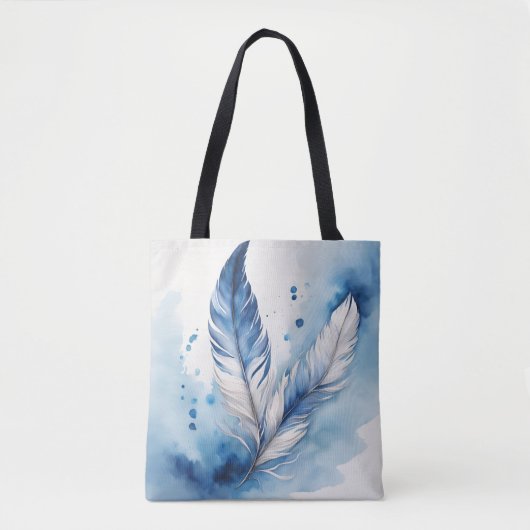 Tote Bag Plume Bleue Sereine (Devant)