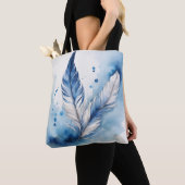 Tote Bag Plume Bleue Sereine (De près)