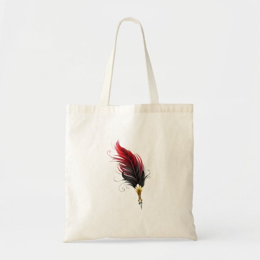Tote Bag Plume rouge avec pointe en or (Devant)