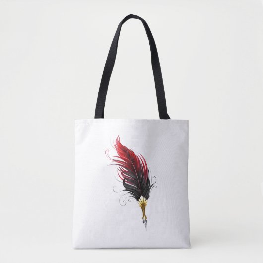Tote Bag Plume rouge avec pointe en or (Devant)