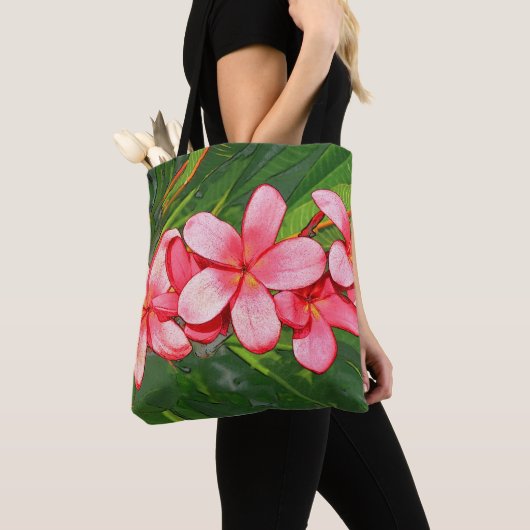 Tote Bag Plumerias rose (De près)
