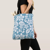 TOTE BAG PLUMÉRIE DE L'ÎLE (BLEU D'ESCLAT) (De près)