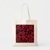 TOTE BAG PLUMÉRIE DE L'ÎLE (NOIR/ROUGE) (Devant)