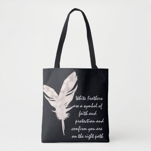 Tote Bag Plumes blanches et sens (Devant)