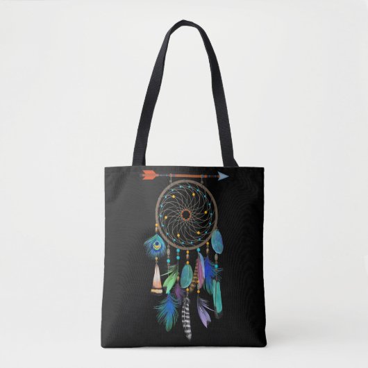 Tote Bag Plumes bleues | Style Boho | Dreamcatcher (Devant)