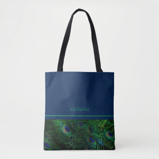 Tote Bag Plumes chic Peacock Monogrammé (Devant)