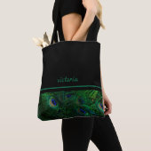 Tote Bag Plumes chic Peacock Monogrammé (De près)