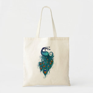 Tote Bag Plumes de paon Peacocks Turquoises