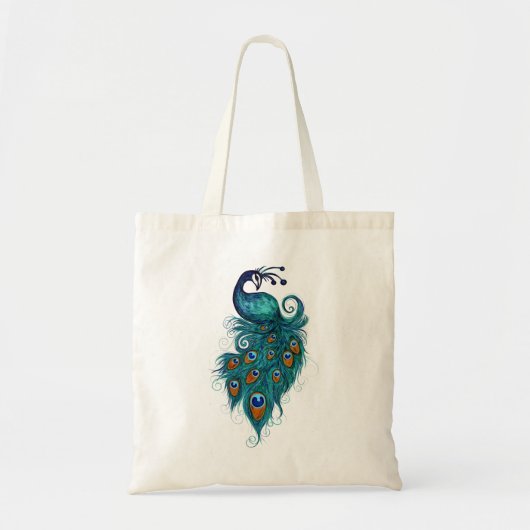 Tote Bag Plumes de paon Peacocks Turquoises (Devant)